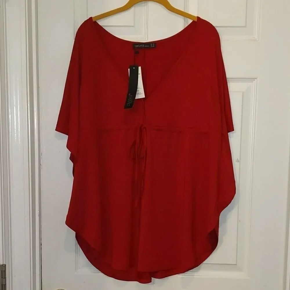 Zanzea red butterfly red shirt  Sz 14 NWT